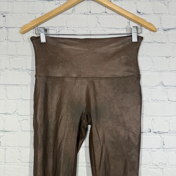 Spanx Ready to Wow Faux Leather Legging Women Large Brown High Waist Shaping - Picture 8 of 15